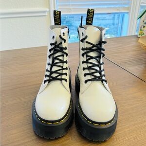 Dr. Martens White Platform Combat Boots